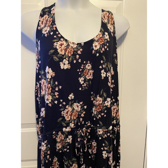 NWT Maurices Sleeveless Blue Floral Knit Dress Pockets Stretch Plus 3X Womens - Picture 2 of 6